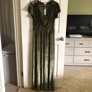 Baltic Born Liza Velvet Maxi Dress - Olive